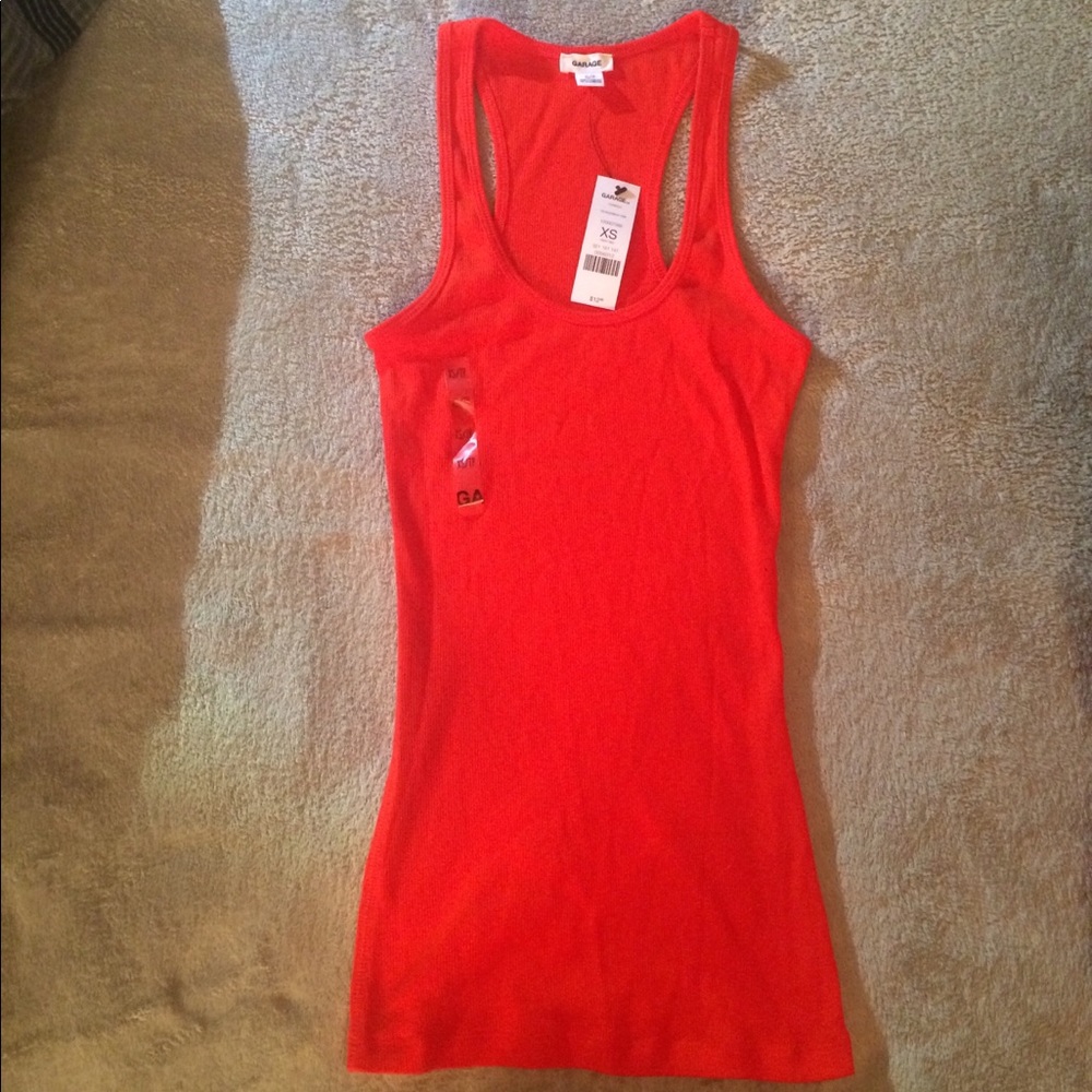 Garage Orange Ribbed Tank Top